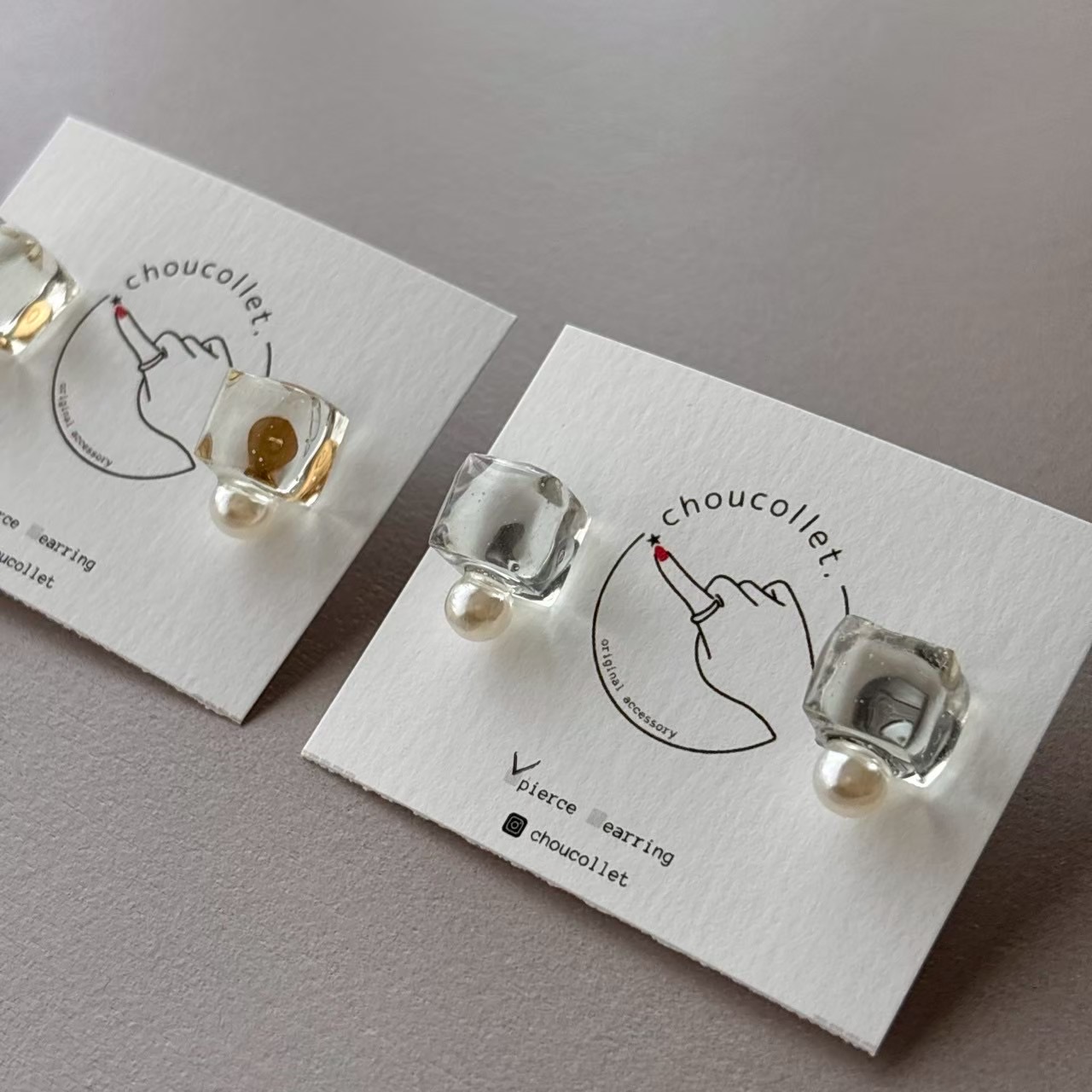 【透明感×パール】氷のかけら｜ピアス／イヤリング サージカルステンレス 痛くなりにくいイヤリング