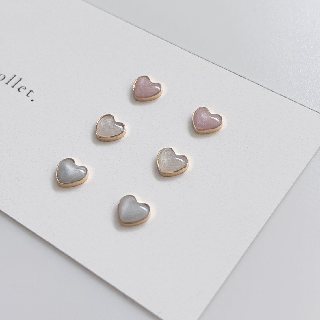Mini Heart Perl|小ぶり ハートピアス レジン 全3色|choucollet. - 画像 (2)