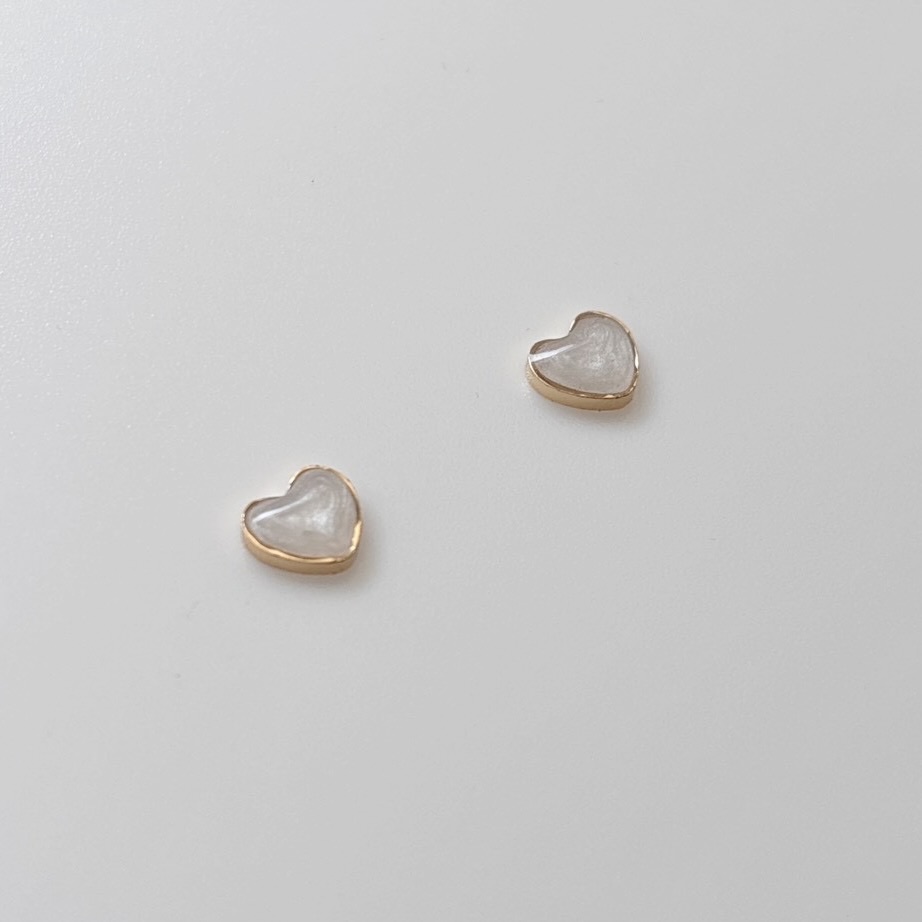 Mini Heart Perl|小ぶり ハートピアス レジン 全3色|choucollet. - 画像 (6)