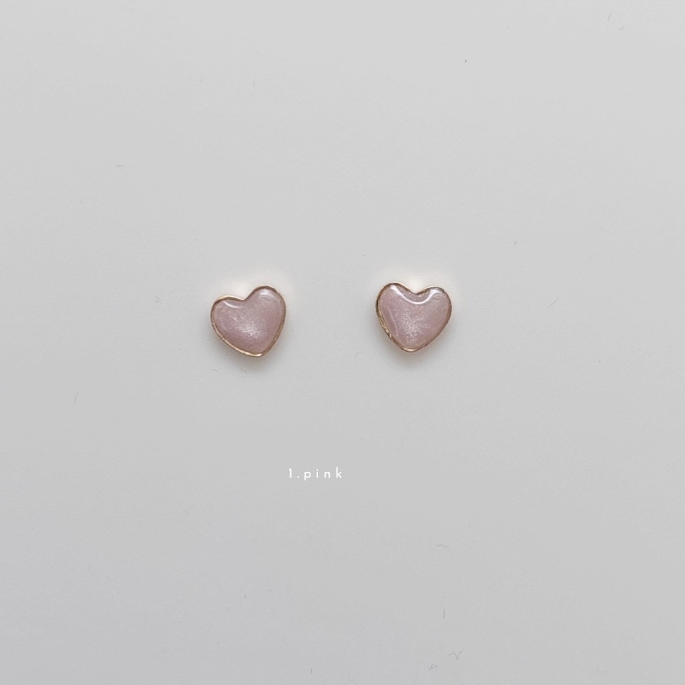 Mini Heart Perl|小ぶり ハートピアス レジン 全3色|choucollet. - 画像 (3)