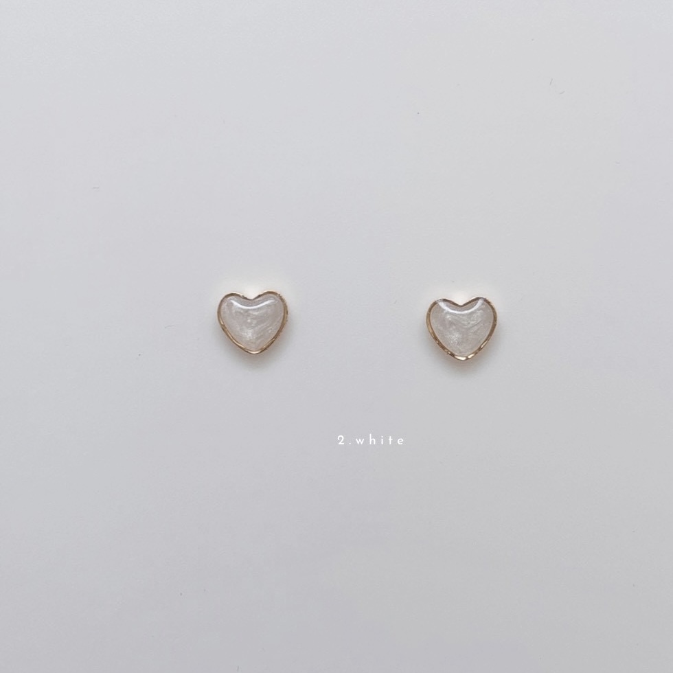 Mini Heart Perl|小ぶり ハートピアス レジン 全3色|choucollet. - 画像 (5)
